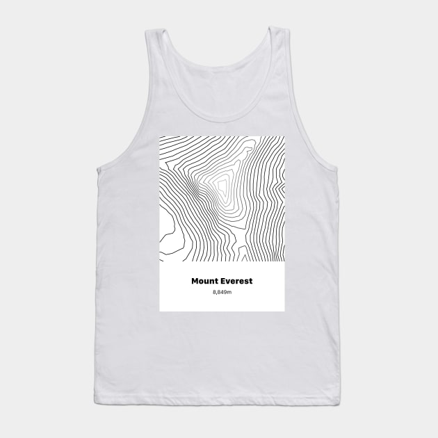 Mount Everest Topographic Map Tank Top by Visitify